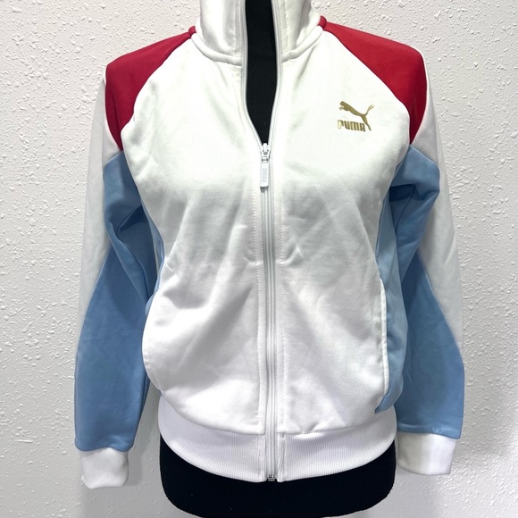 Puma Red and Blue Track Jacket with Retro Colorblock Design XXS - Picture 1 of 10